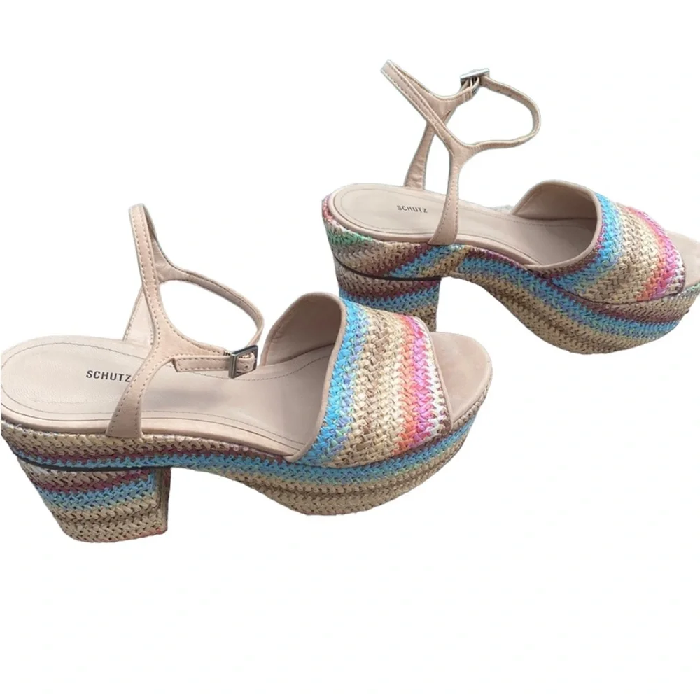 Schutz Ziquiele Pastel Platform Woven Heeled Sandals